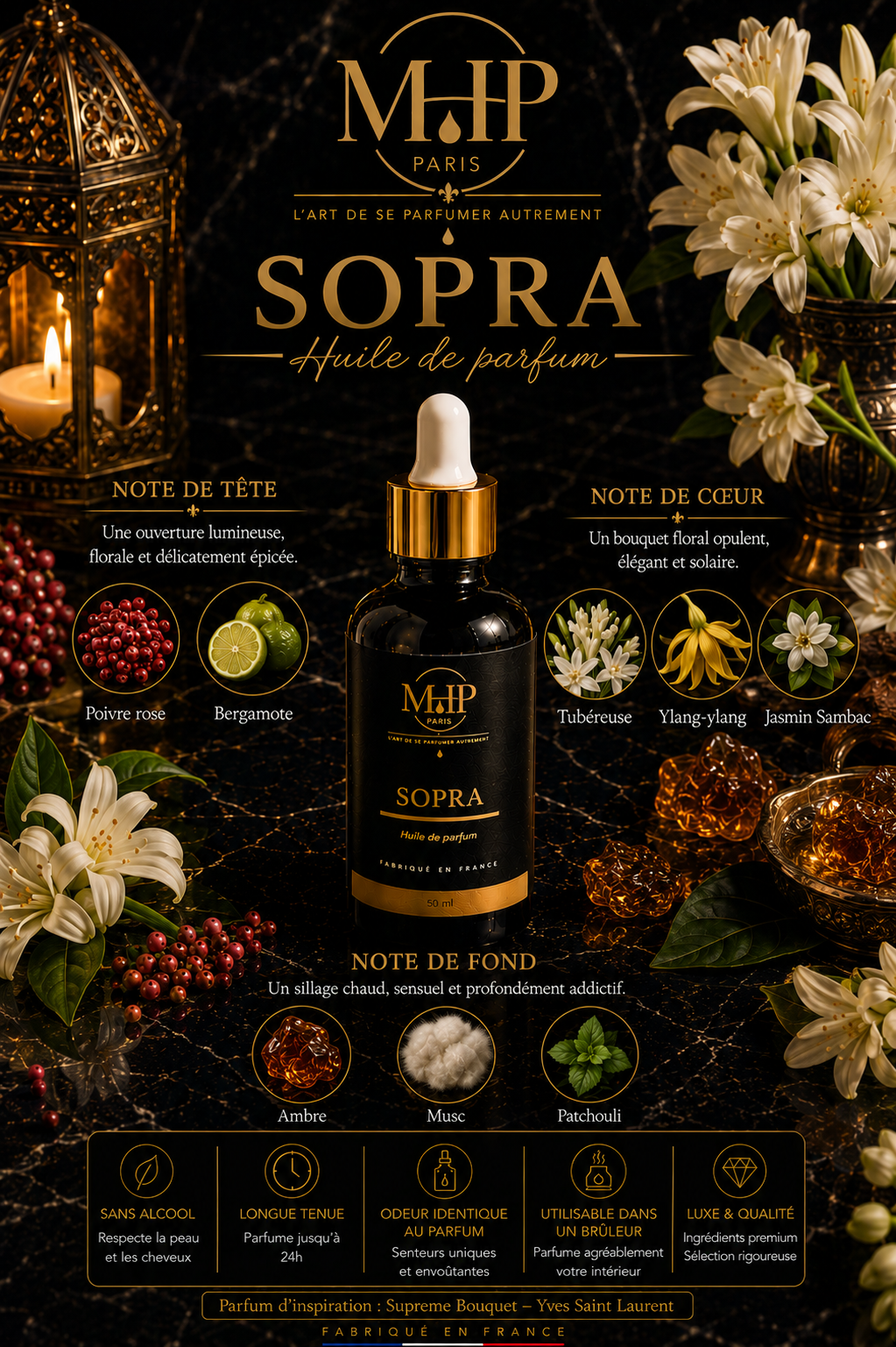 SOPRA - Huile de parfum - Sans alcool